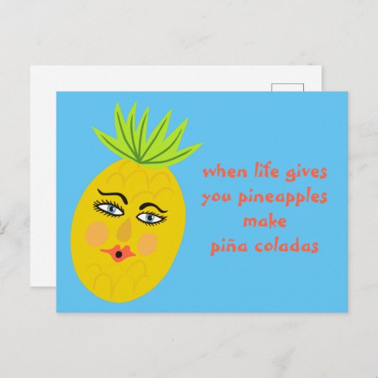 Piña Coladas Whimsical Pineapse Postkarte (Vorne/Hinten)