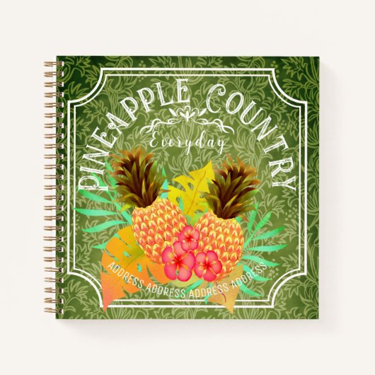 Pinapfelgrün mit Rahmen-Notebook Notizblock (Vorderseite)