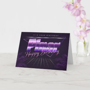 Pinar Name Vorname lila retro Karte Geburtstag
