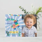 Piñata Birthday Party Blue Fiesta Mexikanisches Fo Einladung (Stehend Vorderseite)