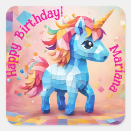 Pinata Birthday Quadratischer Aufkleber