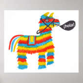 Piñata Donkey HOLA Watercolor Art Poster (Vorne)