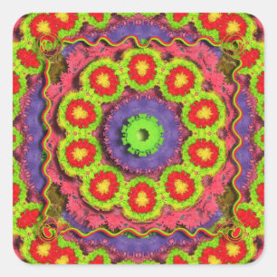 Piñata Kaleidoskop Abstrakt Quadratischer Aufkleber