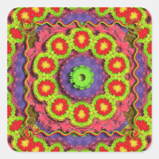 Piñata Kaleidoskop Abstrakt Quadratischer Aufkleber