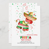 Piñata mit Sombrero Einladung (Vorne/Hinten)