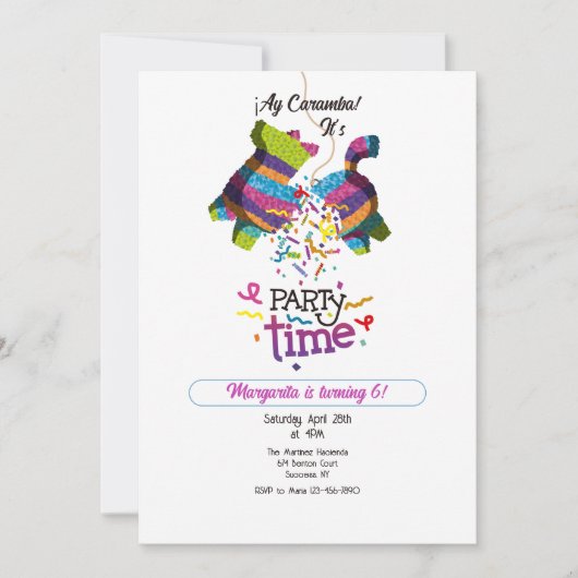Piñata Party Einladung (Vorderseite)