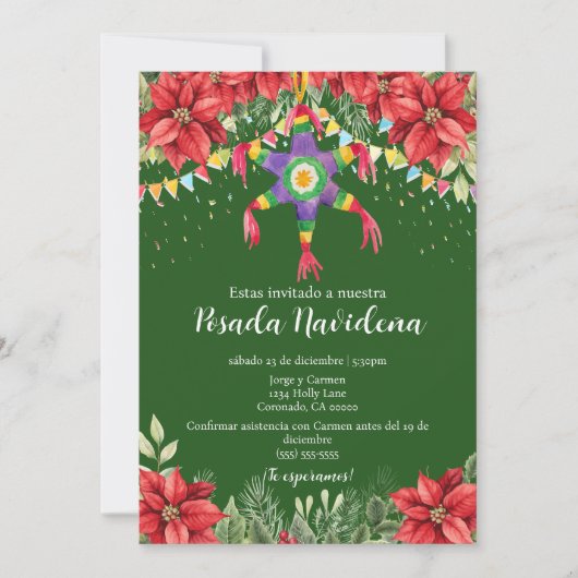 Piñata Posada Mexicana Weihnachtsfest Party Einladung (Vorderseite)