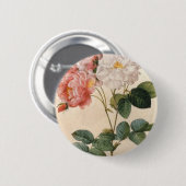 Pinback Button Vintag Art Rosa Blume Pinback (Vorne & Hinten)