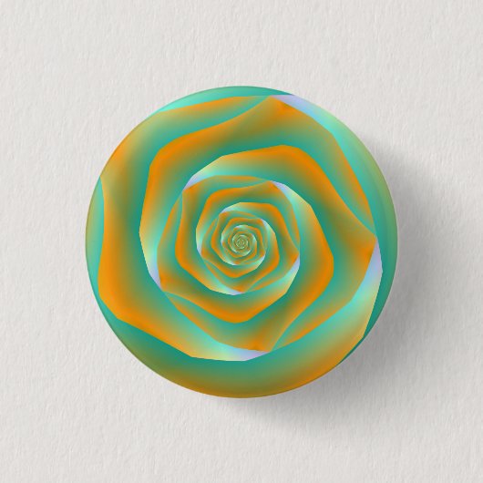 Pinback-Taste für Orange und grüne Spirale Rose Button (Vorderseite)