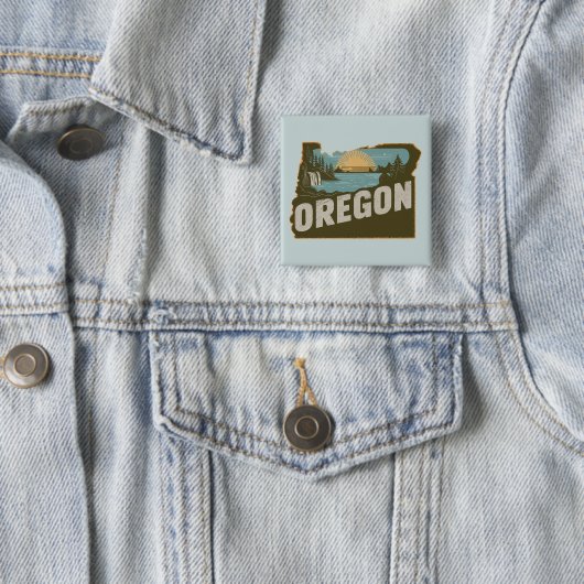 Pinback-Taste für Retro Oregon-Silhouette Button (Beispiel)