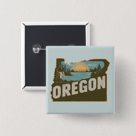 Pinback-Taste für Retro Oregon-Silhouette Button (Vorne & Hinten)