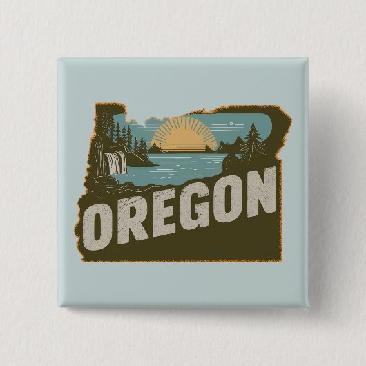 Pinback-Taste für Retro Oregon-Silhouette Button (Vorderseite)