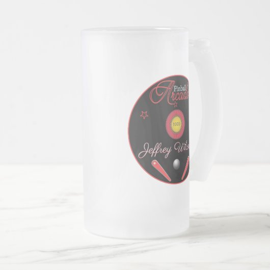 Pinball Arcade Trinkbehälter Mattiertes Bier Glass Mattglas Bierglas (VorderseiteRechts)