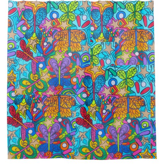 Pinball Brain Butterfly Superstar Duschvorhang (Vorderseite)