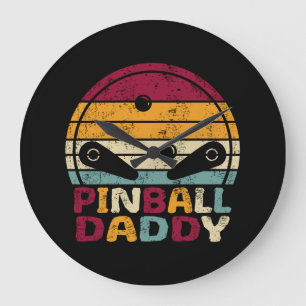 Pinball Daddy Vintag Retro Style für Vater Große Wanduhr