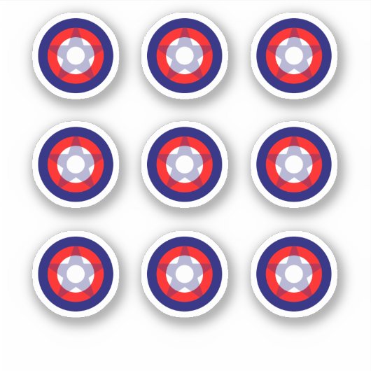 Pinball Rot/Weiß/Blau "Star" Round-Target-Aufklebe Aufkleber (Vorderseite)