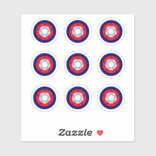 Pinball Rot/Weiß/Blau "Star" Round-Target-Aufklebe Aufkleber (Blatt)