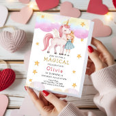 Pincess Fairytale Unicorn Rainbow Party Birthday  Einladung
