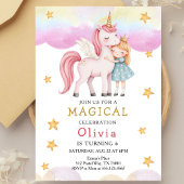  Pincess Fairytale Unicorn Rainbow Party Birthday  Einladung