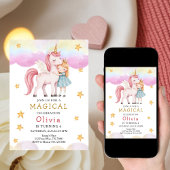  Pincess Fairytale Unicorn Rainbow Party Birthday  Einladung