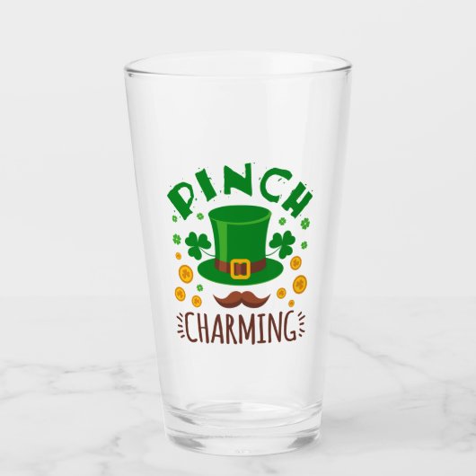 Pinch Charming Funny St Patricks Day Men Boys Glas (Vorderseite)