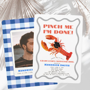Pinch Me Crawfish Blue Graduation Party Foto Einladung