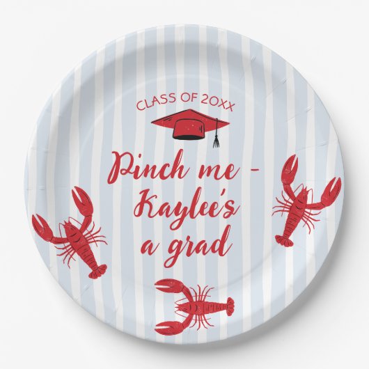 Pinch Me Crawfish & Cap 2025 Graduation Party Pappteller (Vorderseite)