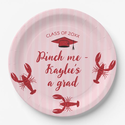 Pinch Me Crawfish Class of 2025 Graduation Party Pappteller (Vorderseite)