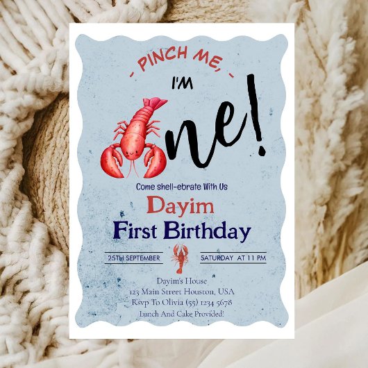 Pinch Me, I'm One Lobster Boy 1st Birthday Einladung