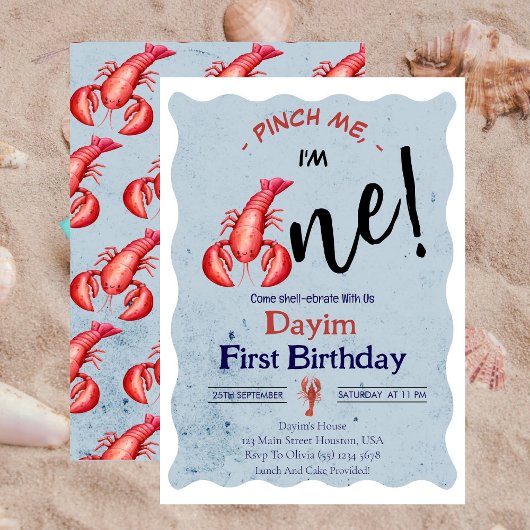 Pinch Me, I'm One Lobster Boy 1st Birthday Einladung