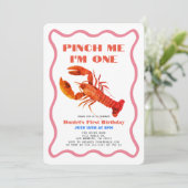 Pinch Me Retro Crawfish 1. Geburtstag Einladung (Stehend Vorderseite)