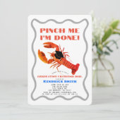 Pinch Me Retro Crawfish Blue Graduation Party Einladung (Stehend Vorderseite)