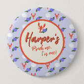 "Pinch mich! Ich bin ein" Küstenlobster zum Geburt Button (Vorderseite)