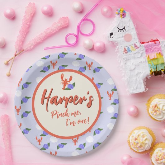 "Pinch mich! Ich bin ein" Küstenlobster zum Geburt Pappteller (Party)