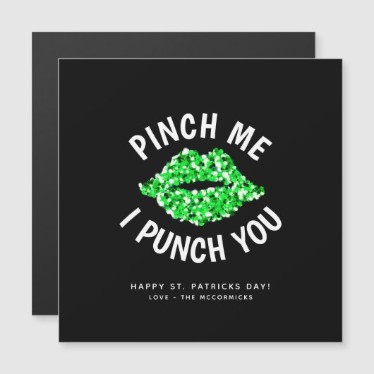 Pinch mich und ich punch dir Funny St Patricks Day Magnetkarte (Vorne/Hinten)