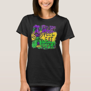 Pinch Peel Eat Wiederholung Crawfish Mardi Gras Hu T-Shirt