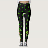 Pinch Proof Happy St. Patrick's Day Green Clover Leggings (Vorderseite)