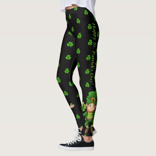 Pinch Proof Happy St. Patrick's Day Green Clover Leggings (Links)