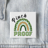 Pinch Proof St Patrick's Day Green Rainbow Plaid Button