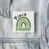 Pinch Proof St Patrick's Day Green Rainbow Plaid Button