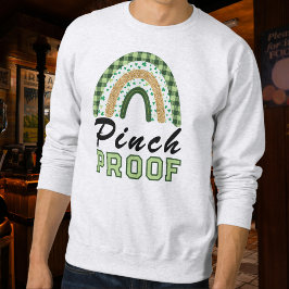Pinch Proof St Patrick's Day Green Rainbow Plaid Sweatshirt