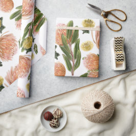 Pincushion Protea Botanisches Muster Geschenkpapier