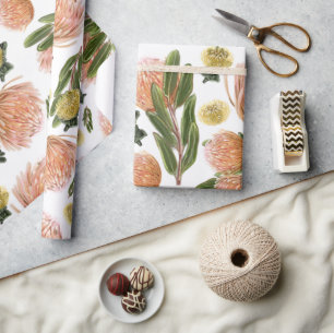 Pincushion Protea Botanisches Muster Geschenkpapier