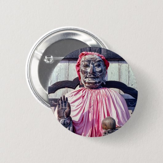 Pindola-Bharadvaja-Statue in Nara - Japan Button (Vorne & Hinten)