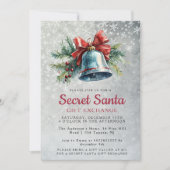 Pine and Bell Gray Secret Weihnachts-Party Einladung (Vorderseite)