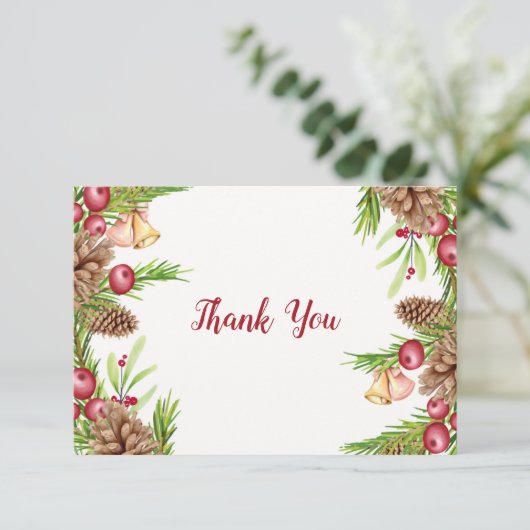 Pine and Berries Dankeschön Karte (Stehend Vorderseite)