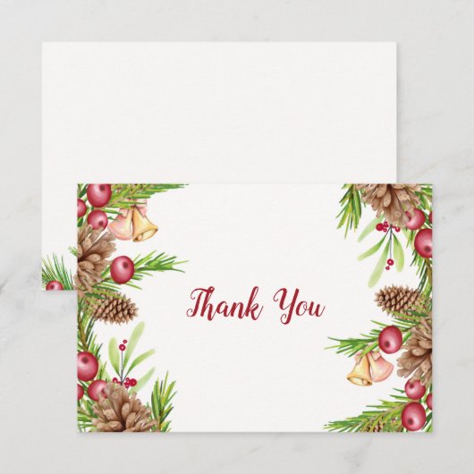 Pine and Berries Dankeschön Karte (Vorne/Hinten)