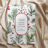 Pine and Berries Rustic Holiday Greetings Card