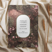 Pine and Berries Rustic Holiday Greetings Card