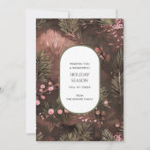 Pine and Berries Rustic Holiday Greetings Card (Vorderseite)